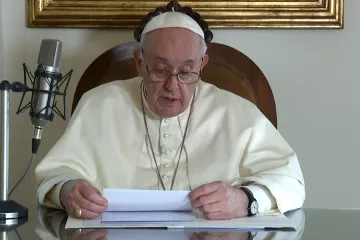 Pope Francis reads his message broadcast on BBC Radio 4 on Oct. 29, 2021