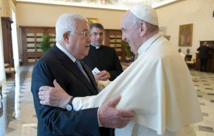 Pope Francis meets Palestinian President Mahmoud Abbas at Vatican on Nov. 4, 2021. Vatican Media. Vatican Media.