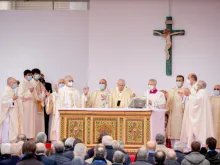 Pope Francis celebrates Mass at the Rome campus of the Catholic University of the Sacred Heart, Nov. 5, 2021.