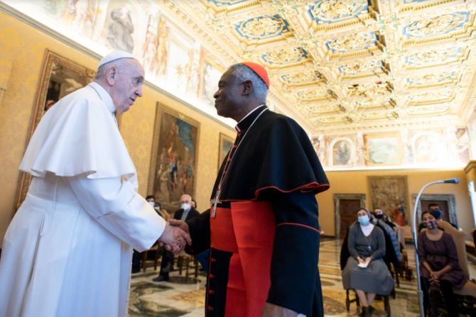Pope Francis meets participants in an international conference on eradicating child labor at the Vatican's Consistory Hall, Nov. 19, 2021