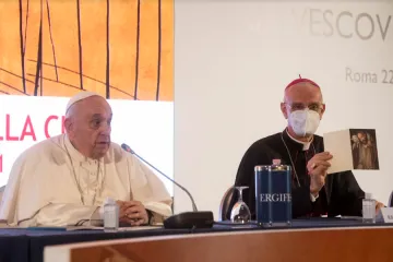 Pope Francis addresses the Italian bishops’ conference in Rome, Nov. 22, 2021
