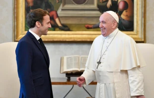 Pope Francis meets French President Emmanuel Macron at the Vatican, Nov. 26, 2021. Vatican Media.