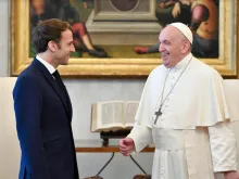 Pope Francis meets French President Emmanuel Macron at the Vatican, Nov. 26, 2021.