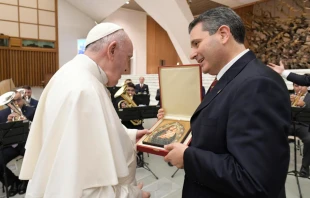 Pope Francis meets members of the Sts. Peter and Paul Association at the Vatican, Jan. 8, 2021. Vatican Media.