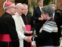 Pope Francis meets a delegation of the French Catholic Action movement at the Vatican, Jan. 13, 2021.