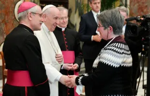 Pope Francis meets a delegation of the French Catholic Action movement at the Vatican, Jan. 13, 2021. Vatican Media.