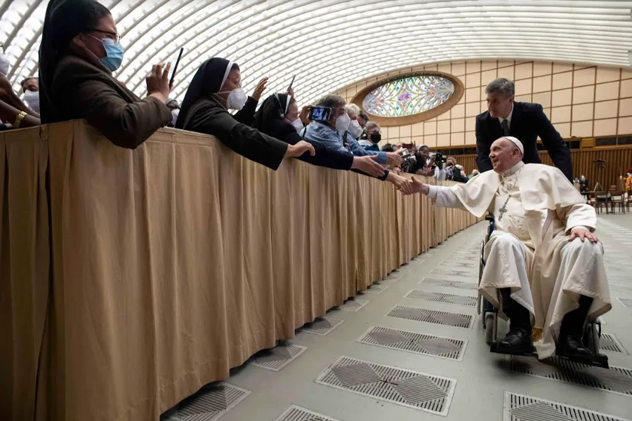 Pope Francis meets participants in the plenary assembly of the International Union of Superiors General on May 5, 2022.?w=200&h=150