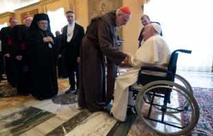 Pope Francis meets participants in the Pontifical Council for Promoting Christian Unity’s plenary meeting at the Vatican, May 6, 2022. Vatican Media.