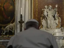 Pope Francis prays the rosary for peace in Rome’s Basilica of St. Mary Major, May 31, 2022.