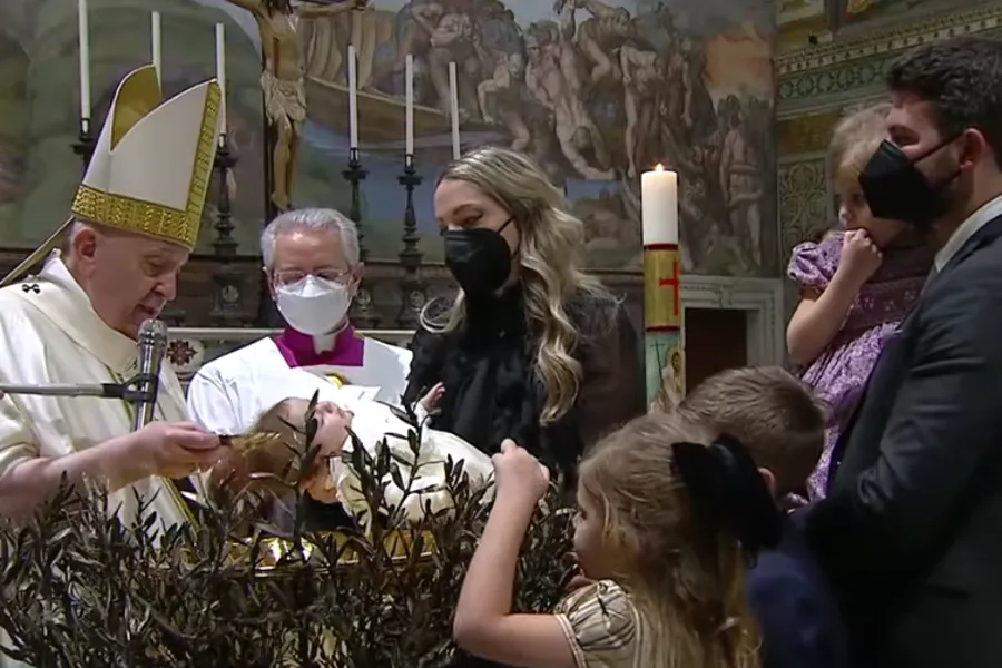 Pope Francis baptizes a child in the Sistine Chapel on Jan. 9, 2021.?w=200&h=150