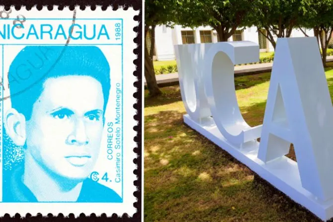 (Left) A stamp printed in Nicaragua shows the face of Casimiro Sotelo Montenegro. (right) Letters from the Central American University.?w=200&h=150