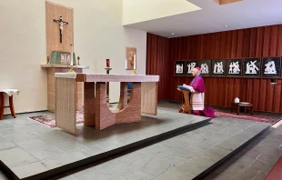 Archbishop Salvatore J. Cordileone praying the rosary for Ukraine in his chapel on March 2, 2022. Mary Powers/Archdiocese of San Francisco