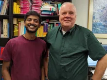 Joel Mathew, left, and Ulf Hermjakob, researchers at the University of Southern California’s Information Sciences Institute.