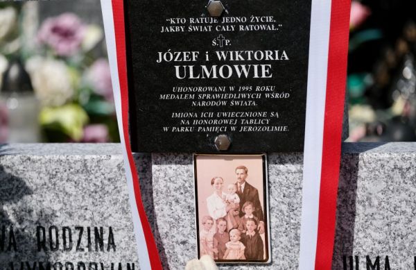 The family grave of the Ulma family is pictured in Markowa, Poland, on Sept. 10, 2023, during the beatification of the Ulma family. Credit: Bartosz Siedlik/AFP via Getty Images