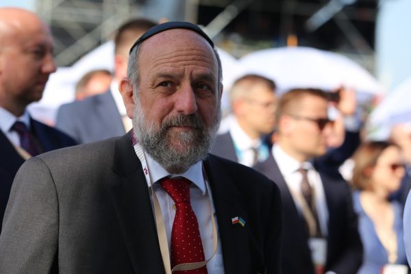 Poland’s chief rabbi, Michael Schudrich, at the beatification Mass for the Ulma family in Markowa, Poland, on Sept. 10, 2023. Credit: Polish Bishops Conference