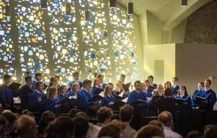 Cappella sings “O Sacrum Convivium” at the University of Mary on Holy Thursday, March 28, 2024. Credit: Photo courtesy of Rebecca Raber