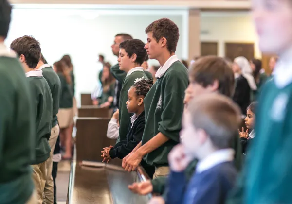 St. Alphonsus students attend a school Mass. Credit: Suzy Petrucci