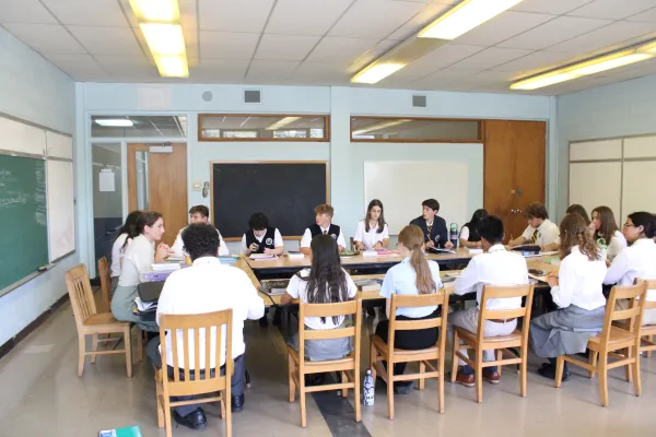 Students in the classroom at Chesterton Academy. Credit: COLE DeSANTIS/Rhode Island Catholic