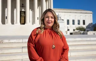 Lorie Smith, owner and founder of 303 Creative, at the U.S. Supreme Court in Washington, D.C. Credit: Alliance Defending Freedom