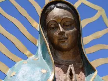 A statue of Our Lady of Guadalupe stands on a re-creation of Tepeyac Hill in Oklahoma City as part of the Blessed Stanley Rother Shrine.