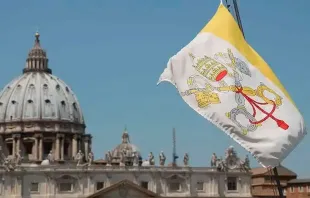 The Vatican flag and the dome of St. Peter's Basilica. Credit: Bohumil Petrik/ACI
