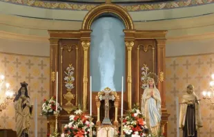 Our Lady of Lourdes shrine in the city of Alta Gracia in Córdoba province, Argentina, displays an image of Our Lady of Lourdes of Altagracia that is not there — but everyone sees it. Credit: Facebook Virgen de Altagracia