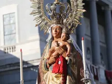 Image of the Virgin of Almudena in the streets of Madrid, Spain