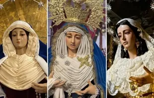 As Holy Week 2023 processions began in Spain, three wooden carvings of the Virgin Mary were damaged by fire in three separate incidents. Credit: Brotherhood of Holy Tuesday (Chiclana), Brotherhood of the Virgen del Rocío (Vélez), and Virgen de Gracia Parish (Almadén)