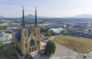The former St. Andrew’s Catholic Church in Roanoke, Virginia, is now the Basilica of St. Andrew. Credit: Risen Aerials