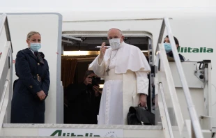 Pope Francis departs Rome for Iraq on March 5, 2021. Vatican Media.