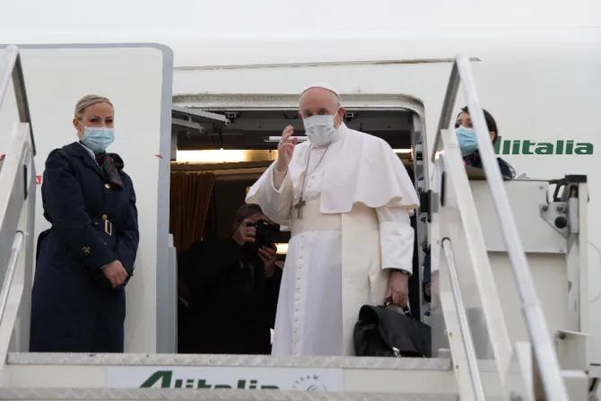 Pope Francis departs Rome for Iraq on March 5, 2021.