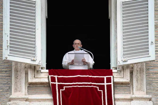 Pope Francis delivers his Angelus address at the Vatican, Aug. 8, 2021.