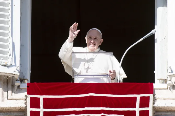 Pope Francis gives the Angelus address on Dec. 19, 2021.