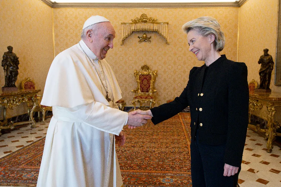 Pope Francis receives European Commission president Ursula von der Leyen in a private audience, May 22, 2021.?w=200&h=150