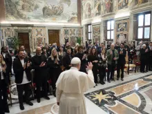 Pope Francis met participants and organizers of a Christmas songwriting contest at the Vatican on Nov. 22, 2021