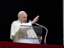 Pope Francis waves during the Angelus on Sept. 26, 2021