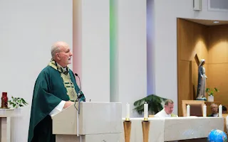 Migrants and refugees must not be blamed for seeking a life of dignity, said Father Richard Zanotti at St. Paul's Church at the Migrants and Refugees Mass in Richmond, British Columbia, Canada, Sept. 23, 2023. Credit: Nicholas Elbers