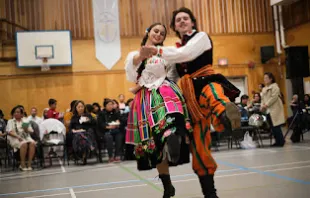 Polish dancers at the reception following this year's World Day for Migrants and Refugees Mass at St. Paul’s Parish in Richmond, British Columbia, Canada, on Sept. 23, 2023. Credit: Nicholas Elbers