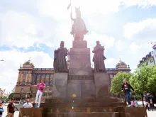 The statue of Saint Wenceslas (Pomník svatého Václava) in the eponymous square in Prague, depicts Wenceslaus I, Duke of Bohemia in Prague, Czech Republic, May 23, 2009.