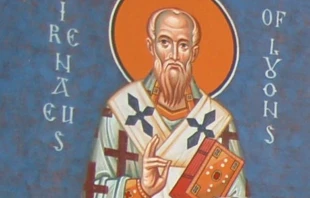 St. Irenaeus depicted in the apse of Holy Ascension Orthodox Church in Charleston, South Carolina. Andrew Gould via Wikimedia (CC BY-SA 2.0).