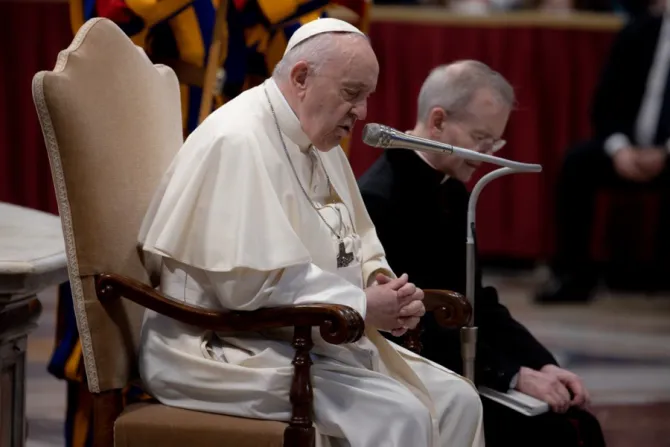 Pope Francis prays for children in Ukraine, March 16, 2022.