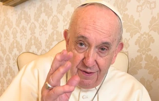 Pope Francis records a video message during a meeting with Bishop Stephen Chow. Courtesy of the Diocese of Hong Kong.