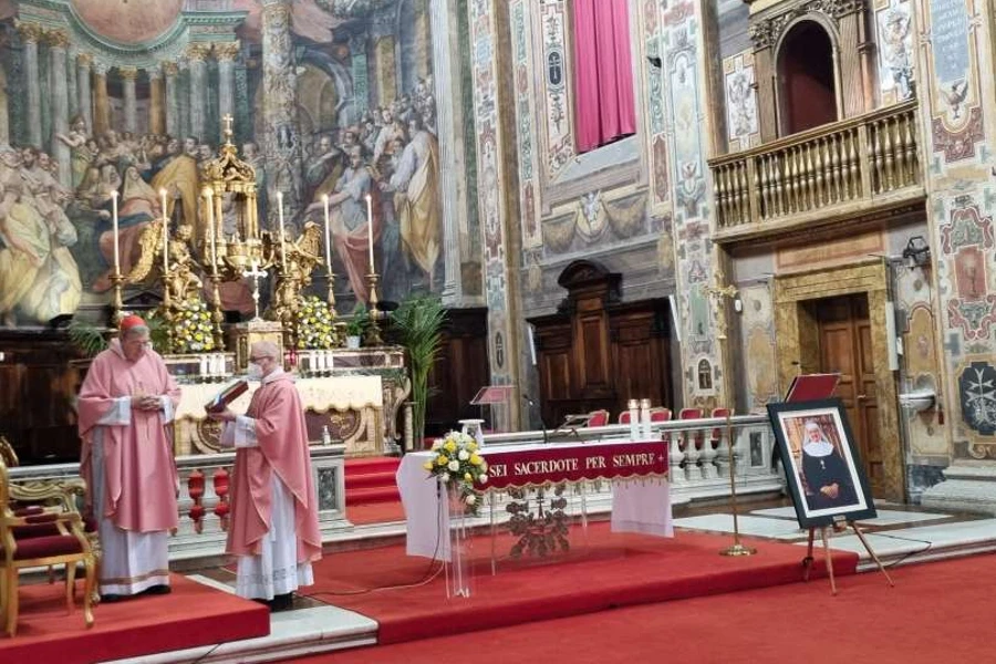 Cardinal George Pell celebrates the Mass in memory of Mother Angelica at Rome’s Church of Santo Spirito in Sassia, March 27, 2022.?w=200&h=150