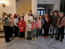 Pope Francis meets Ukraine war refugees at his Vatican residence, April 2, 2022.