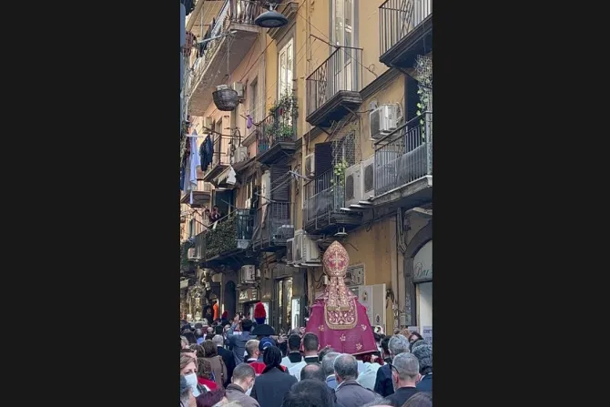 A procession in honor of St. Januarius in Naples, Italy, on April 30, 2022