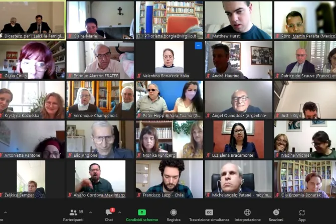 People from more than 20 countries take part in a video call hosted by the Vatican Dicastery for Laity, Family, and Life on May 19, 2022.