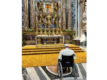 Pope Francis prayed in front of the Salus Populi Romani icon in the Basilica of St. Mary Major on the morning of July 22, 2022. He prayed again in front of the icon on Sept. 12, 2022, to entrust his upcoming trip to Kazakhstan to Mary.