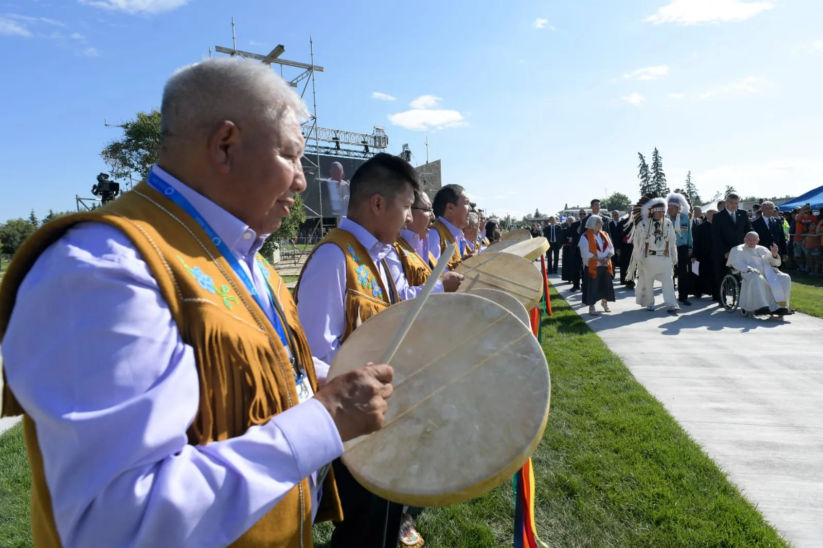 Indigenous drummers welcome Pope Francis to Lac Ste. Anne.?w=200&h=150