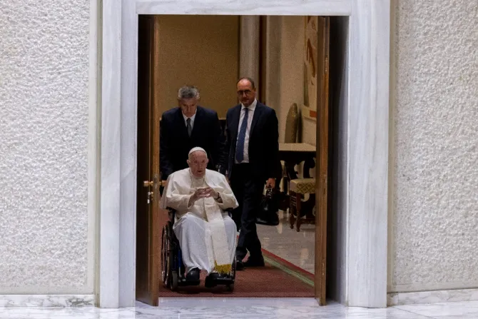 Pope Francis arriving at the general audience in the Vatican on Aug. 24, 2022