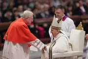Pope Francis with Cardinal Arthur Roche, Prefect of the Vatican's Dicastery of Divine Worship and Discipline of Sacraments, at the consistory in St. Peter's Basilica, Aug. 27, 2022
